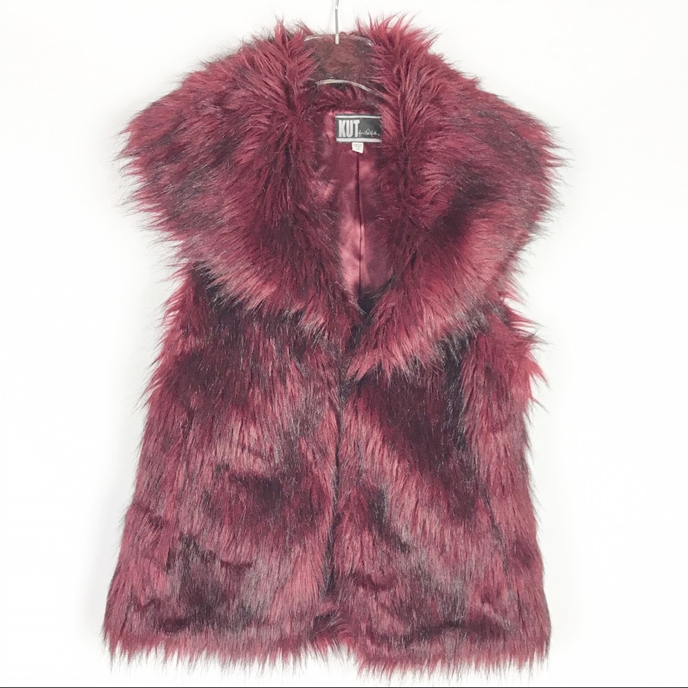 KUT from the Kloth Burgundy Faux Fur Vest XS